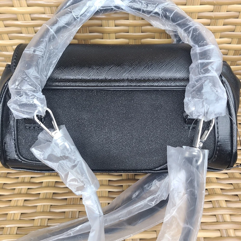 Paris Hilton Black Mini Satchel Bag Purse Structured Handles - Picture 14 of 14